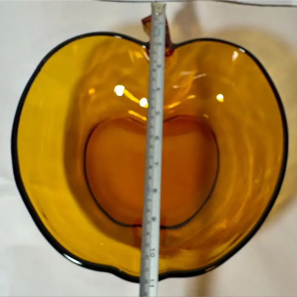 Vintage Hazel Atlas 10” Amber Glass Apple Serving Bowl